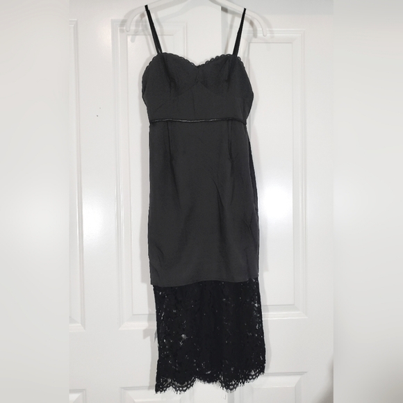 Hello Molly Messing with Me Black Lace Sweetheart Neck Sheer Skirt Midi Dress XS - Picture 13 of 15
